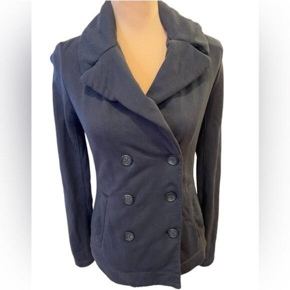 James Perse Blazer Jacket 100% Cotton Double Breasted Gray Size 1 Small - Picture 1 of 11